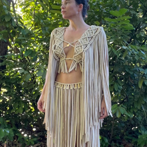 Rare Macrame fringe vest top from Ibiza - Picture 4 of 12